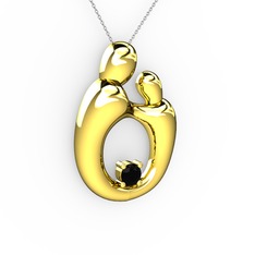 Aile Kolye - Siyah zirkon 18 ayar altın kolye (40 cm beyaz altın rolo zincir) #p9oe68