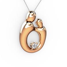 Aile Kolye - Swarovski 18 ayar rose altın kolye (40 cm beyaz altın rolo zincir) #tfjtlz