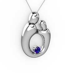 Aile Kolye - Lab safir 8 ayar beyaz altın kolye (40 cm beyaz altın rolo zincir) #v9z1yq