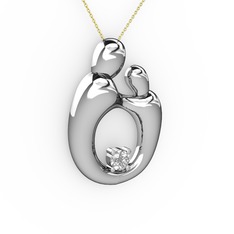 Swarovski 14 ayar beyaz altın kolye (40 cm gümüş rolo zincir)