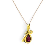 Büyük Ria Kolye - Sitrin ve rodolit garnet 925 ayar altın kaplama gümüş kolye (40 cm rose altın rolo zincir) #10w6sma