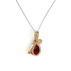 Büyük Ria Kolye - Peridot ve garnet 14 ayar rose altın kolye (40 cm beyaz altın rolo zincir) #12vh5qo