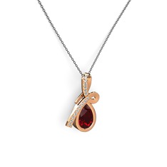Büyük Ria Kolye - Swarovski ve garnet 8 ayar rose altın kolye (40 cm gümüş rolo zincir) #13oa2ei