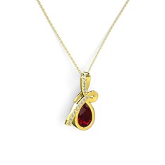 Büyük Ria Kolye - Pırlanta ve garnet 925 ayar altın kaplama gümüş kolye (0.225 karat, 40 cm gümüş rolo zincir) #14w4emp