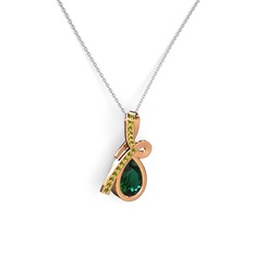 Büyük Ria Kolye - Peridot ve yeşil kuvars 8 ayar rose altın kolye (40 cm beyaz altın rolo zincir) #14x986n