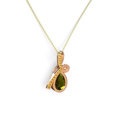 Büyük Ria Kolye - Sitrin ve peridot 925 ayar rose altın kaplama gümüş kolye (40 cm gümüş rolo zincir) #15b3quk