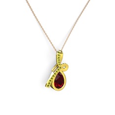 Büyük Ria Kolye - Peridot ve garnet 18 ayar altın kolye (40 cm rose altın rolo zincir) #160cjzh