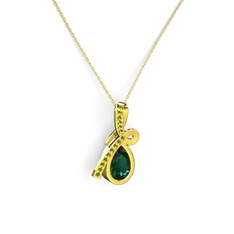 Büyük Ria Kolye - Peridot ve yeşil kuvars 14 ayar altın kolye (40 cm altın rolo zincir) #1613tr7