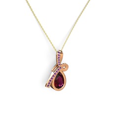 Ametist ve rodolit garnet 18 ayar rose altın kolye (40 cm altın rolo zincir)