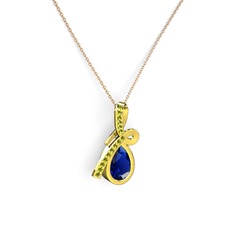 Büyük Ria Kolye - Peridot ve lab safir 18 ayar altın kolye (40 cm rose altın rolo zincir) #16ypg0l