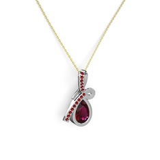 Büyük Ria Kolye - Garnet ve rodolit garnet 18 ayar beyaz altın kolye (40 cm gümüş rolo zincir) #1cxva6g