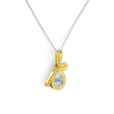 Büyük Ria Kolye - Sitrin ve swarovski 18 ayar altın kolye (40 cm beyaz altın rolo zincir) #1dsx2nr