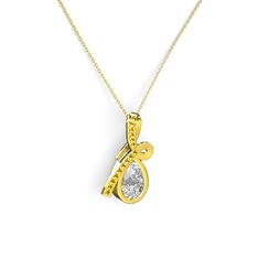 Büyük Ria Kolye - Sitrin ve swarovski 8 ayar altın kolye (40 cm altın rolo zincir) #1eryb50