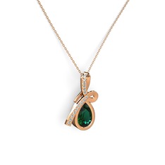 Büyük Ria Kolye - Swarovski ve yeşil kuvars 18 ayar rose altın kolye (40 cm rose altın rolo zincir) #1gm4s24