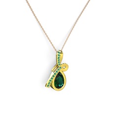 Büyük Ria Kolye - Yeşil kuvars 925 ayar altın kaplama gümüş kolye (40 cm gümüş rolo zincir) #1klubs3