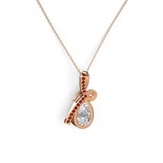 Büyük Ria Kolye - Garnet ve swarovski 14 ayar rose altın kolye (40 cm rose altın rolo zincir) #1ot1zhn