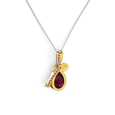 Büyük Ria Kolye - Rodolit garnet 8 ayar altın kolye (40 cm beyaz altın rolo zincir) #1pd0qxr