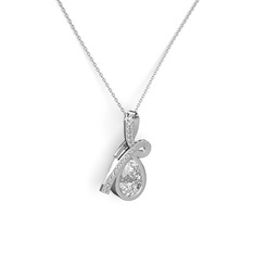 Büyük Ria Kolye - Beyaz zirkon ve swarovski 14 ayar beyaz altın kolye (40 cm beyaz altın rolo zincir) #1swd4rh