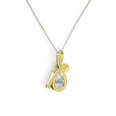 Büyük Ria Kolye - Swarovski 14 ayar altın kolye (40 cm gümüş rolo zincir) #1tffced