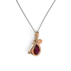 Büyük Ria Kolye - Dumanlı kuvars ve rodolit garnet 18 ayar rose altın kolye (40 cm gümüş rolo zincir) #1thg9za