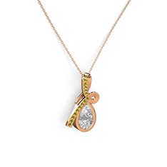Büyük Ria Kolye - Peridot ve swarovski 8 ayar rose altın kolye (40 cm rose altın rolo zincir) #1tm2rrj