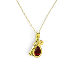 Büyük Ria Kolye - Peridot ve garnet 14 ayar altın kolye (40 cm gümüş rolo zincir) #1u3x7pv