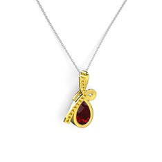 Büyük Ria Kolye - Sitrin ve garnet 925 ayar altın kaplama gümüş kolye (40 cm beyaz altın rolo zincir) #1y2qbzv