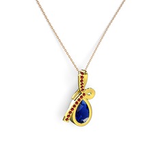 Büyük Ria Kolye - Garnet ve lab safir 925 ayar altın kaplama gümüş kolye (40 cm rose altın rolo zincir) #1y3lwbj