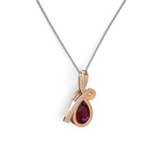 Büyük Ria Kolye - Pırlanta ve rodolit garnet 18 ayar rose altın kolye (0.225 karat, 40 cm gümüş rolo zincir) #1ypbbut