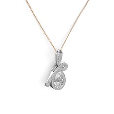 Büyük Ria Kolye - Beyaz zirkon ve swarovski 14 ayar beyaz altın kolye (40 cm gümüş rolo zincir) #26z69d