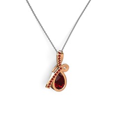 Büyük Ria Kolye - Garnet 18 ayar rose altın kolye (40 cm gümüş rolo zincir) #2pfkp