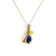Büyük Ria Kolye - Garnet ve lab safir 925 ayar altın kaplama gümüş kolye (40 cm gümüş rolo zincir) #52o4vj