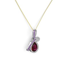 Büyük Ria Kolye - Ametist ve rodolit garnet 925 ayar gümüş kolye (40 cm gümüş rolo zincir) #arotx9