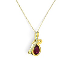 Büyük Ria Kolye - Akuamarin ve rodolit garnet 8 ayar altın kolye (40 cm altın rolo zincir) #bcqosa
