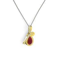 Büyük Ria Kolye - Swarovski ve kök yakut 925 ayar altın kaplama gümüş kolye (40 cm gümüş rolo zincir) #cftmlk