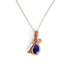 Büyük Ria Kolye - Garnet ve lab safir 8 ayar rose altın kolye (40 cm rose altın rolo zincir) #djti2u