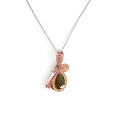 Büyük Ria Kolye - Rodolit garnet ve dumanlı kuvars 8 ayar rose altın kolye (40 cm gümüş rolo zincir) #dqflg4