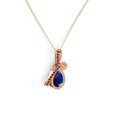 Büyük Ria Kolye - Garnet ve lab safir 18 ayar rose altın kolye (40 cm altın rolo zincir) #f4phxv