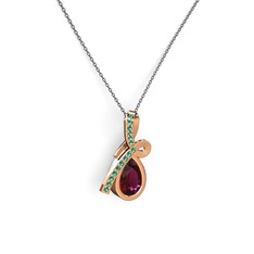 Büyük Ria Kolye - Yeşil kuvars ve rodolit garnet 8 ayar rose altın kolye (40 cm gümüş rolo zincir) #fh0uud