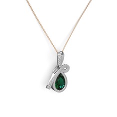 Büyük Ria Kolye - Swarovski ve yeşil kuvars 925 ayar gümüş kolye (40 cm rose altın rolo zincir) #fytix4