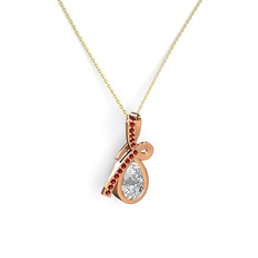 Garnet ve swarovski 14 ayar rose altın kolye (40 cm altın rolo zincir)