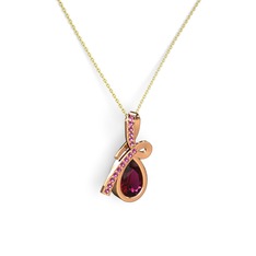 Rodolit garnet 18 ayar rose altın kolye (40 cm altın rolo zincir)