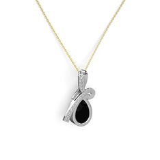Swarovski ve siyah zirkon 925 ayar gümüş kolye (40 cm altın rolo zincir)