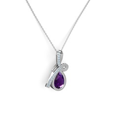 Büyük Ria Kolye - Akuamarin ve ametist 18 ayar beyaz altın kolye (40 cm beyaz altın rolo zincir) #j87n72