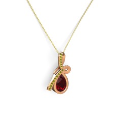 Peridot ve garnet 925 ayar rose altın kaplama gümüş kolye (40 cm gümüş rolo zincir)