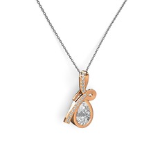 Büyük Ria Kolye - Pırlanta ve swarovski 14 ayar rose altın kolye (0.225 karat, 40 cm gümüş rolo zincir) #k5c8jr