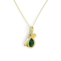 Büyük Ria Kolye - Pırlanta ve yeşil kuvars 14 ayar altın kolye (0.225 karat, 40 cm altın rolo zincir) #kq5lpf