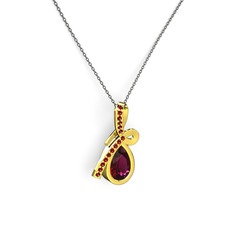 Garnet ve rodolit garnet 18 ayar altın kolye (40 cm gümüş rolo zincir)