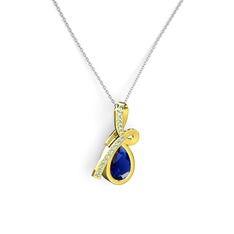 Büyük Ria Kolye - Akuamarin ve lab safir 8 ayar altın kolye (40 cm beyaz altın rolo zincir) #l4z7ck