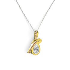 Büyük Ria Kolye - Kök yakut ve swarovski 925 ayar altın kaplama gümüş kolye (40 cm beyaz altın rolo zincir) #m21qt7